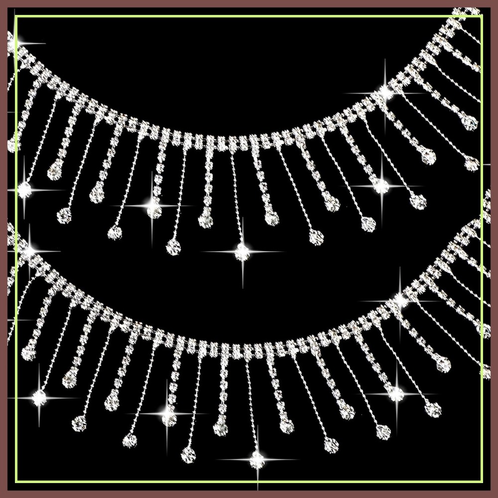 Beaded Trim Fringe - 2 Yards Rhinestone Fringe Trim Tassel