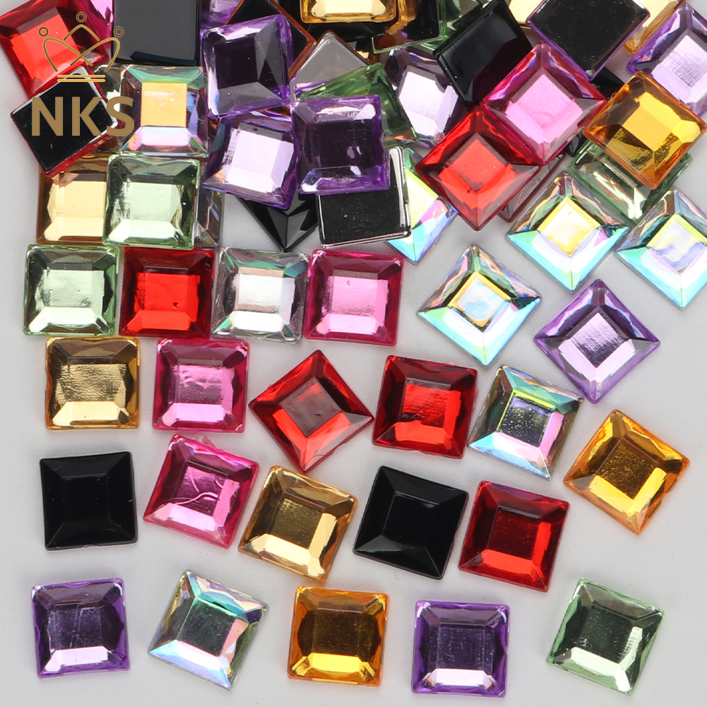 NKS 10mm 12mm Faceted Square C - Hotfix Rhinestone Sheet ulasan dan harga