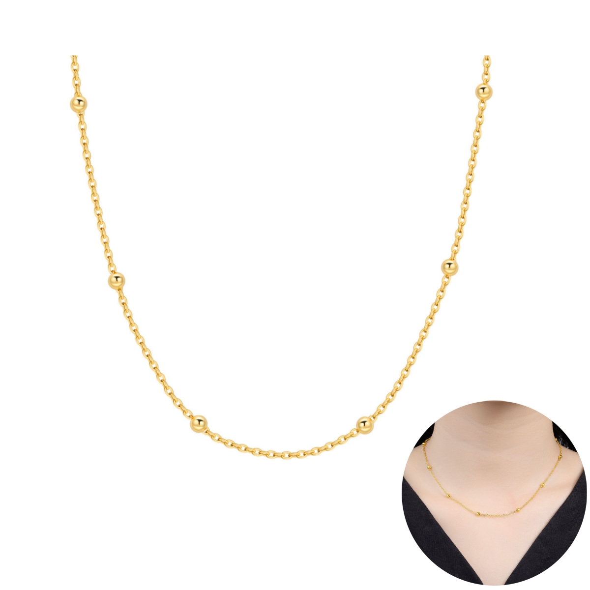 Orstarry S925 Sterling Silver  - Pearl Trim Chain ulasan dan harga