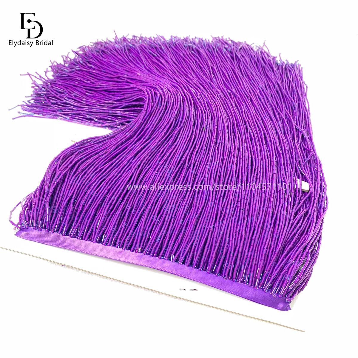 30CM Long Purple Green Black B - Beaded Trim Fringe ulasan dan harga