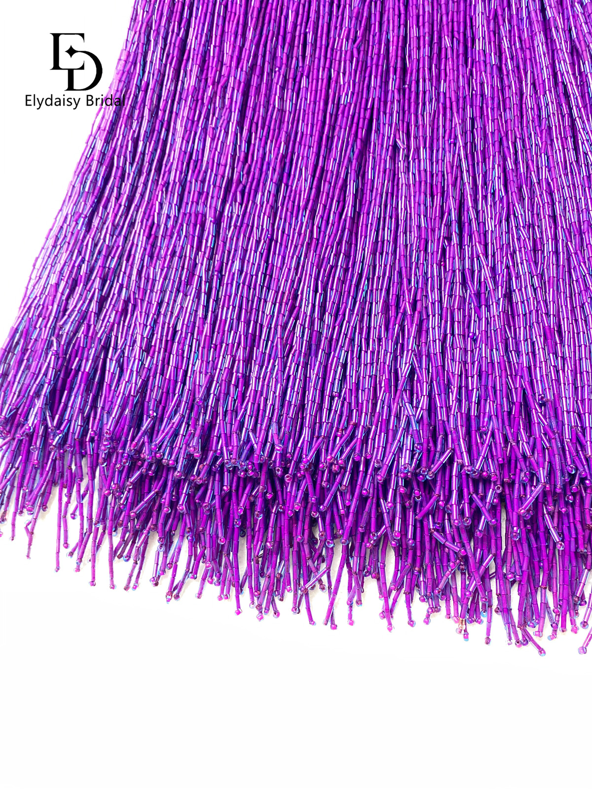 30CM Long Purple Green Black B - Beaded Trim Fringe ulasan dan harga