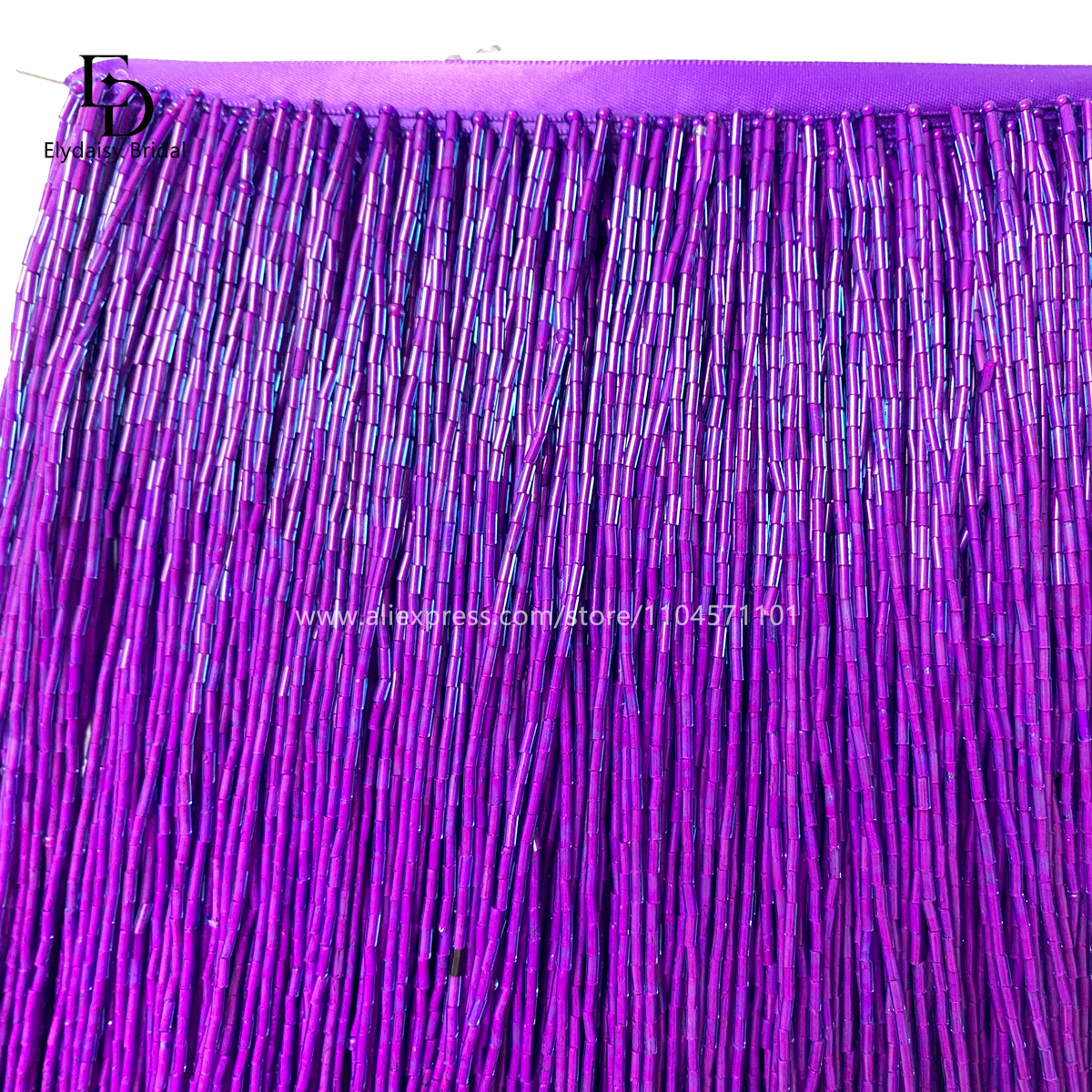30CM Long Purple Green Black B - Beaded Trim Fringe ulasan dan harga