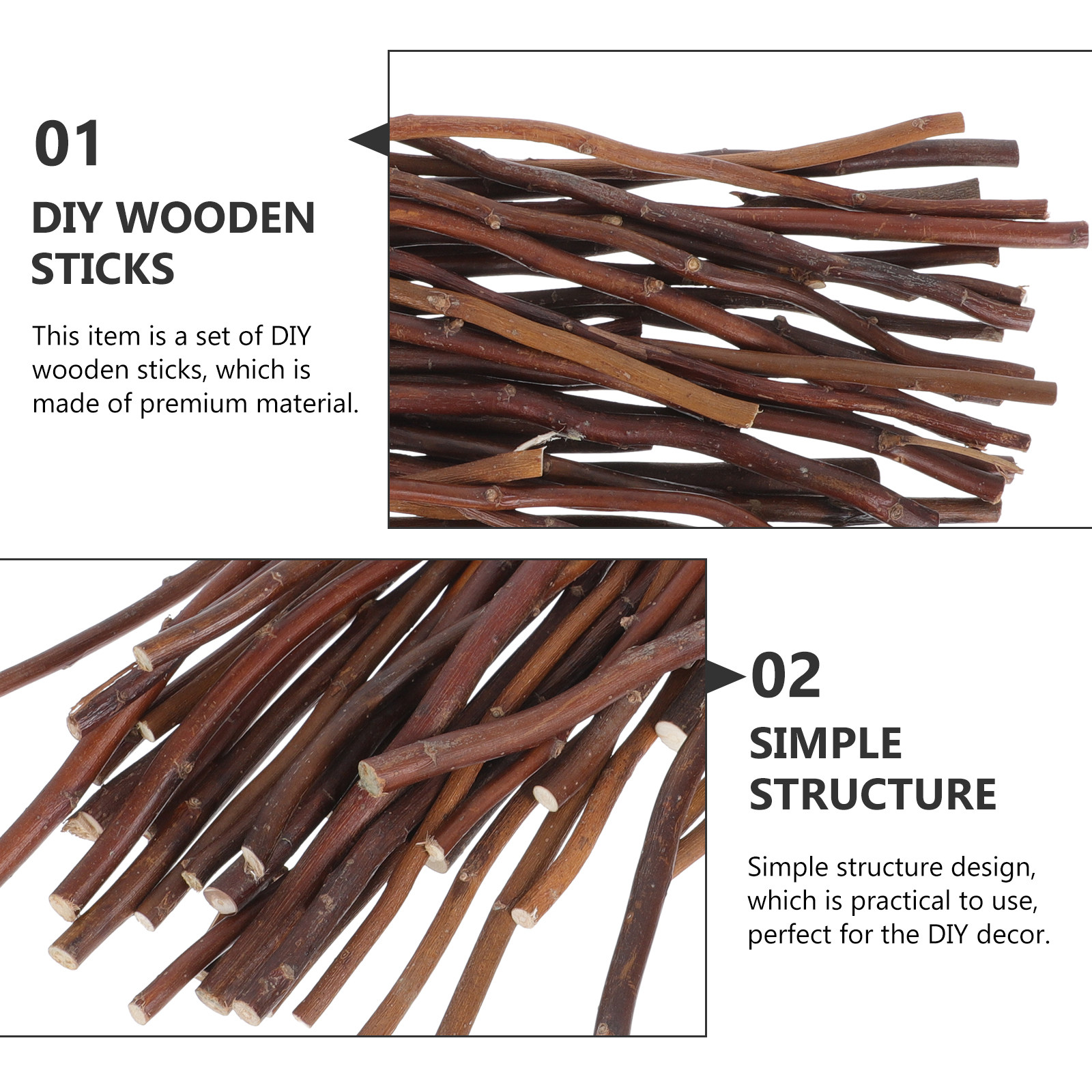 40Pcs DIY Wooden Sticks Natura - Embellish Craft ulasan dan harga