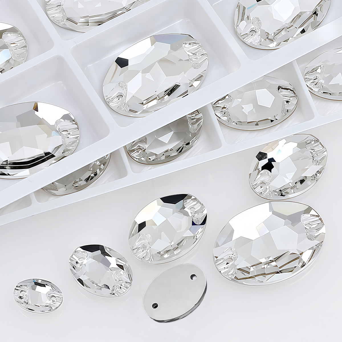 Oval Ellipse Crystal Clear Gla - Sew On Rhinestone ulasan dan harga