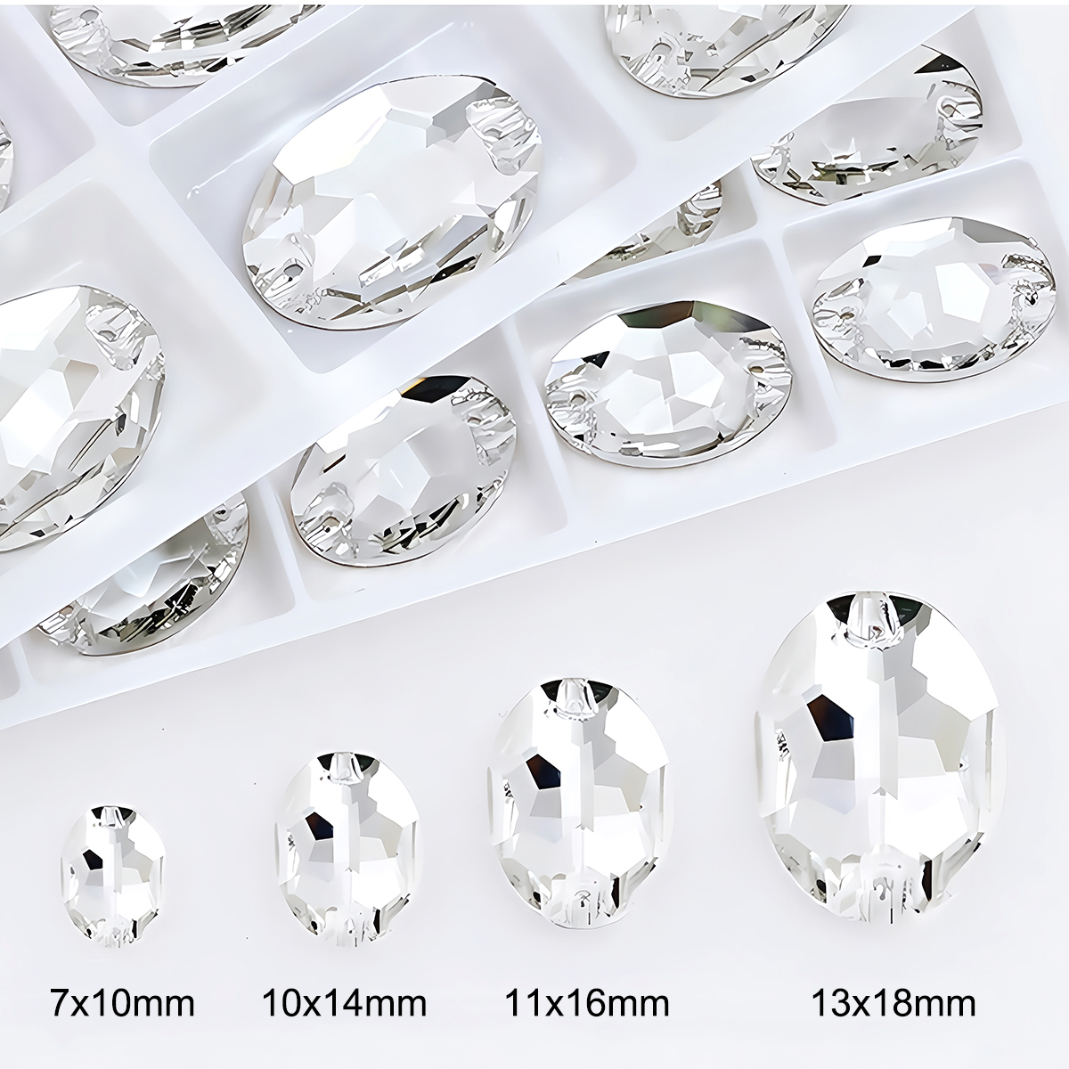 Oval Ellipse Crystal Clear Gla - Sew On Rhinestone ulasan dan harga