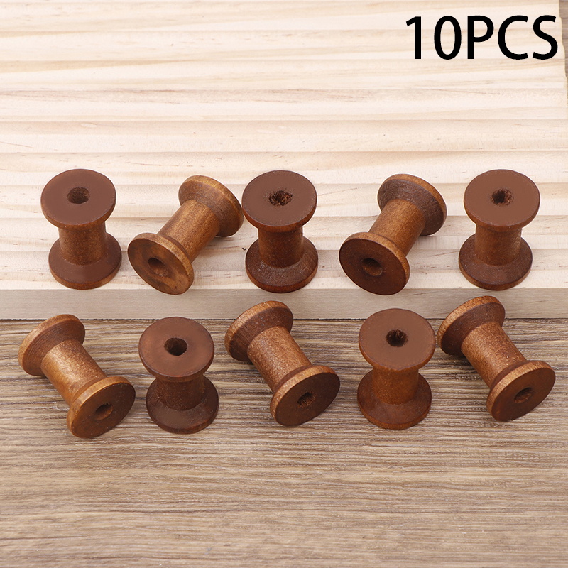 10Pc Vintage Wooden Spools DIY - Organza Ribbon Spool ulasan dan harga