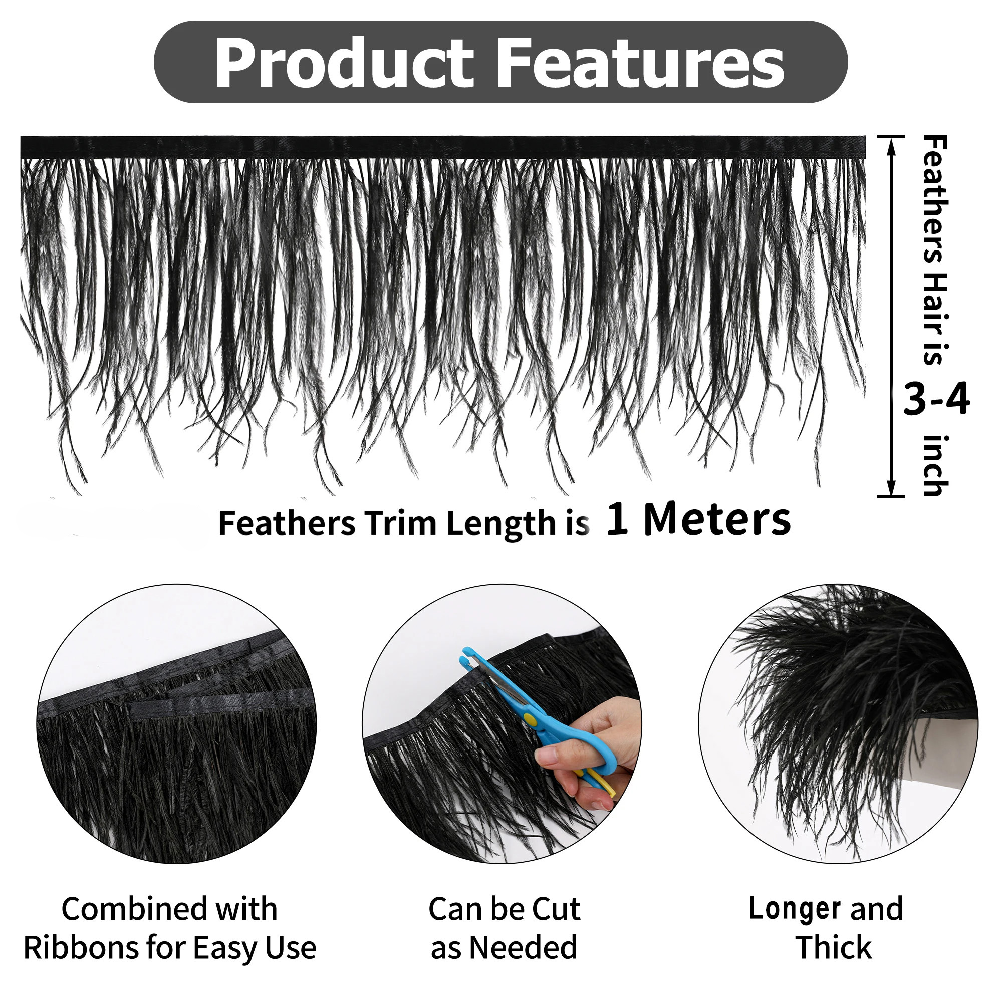 100CM Natural ostrich Feather  - Feather Trim Marabou ulasan dan harga