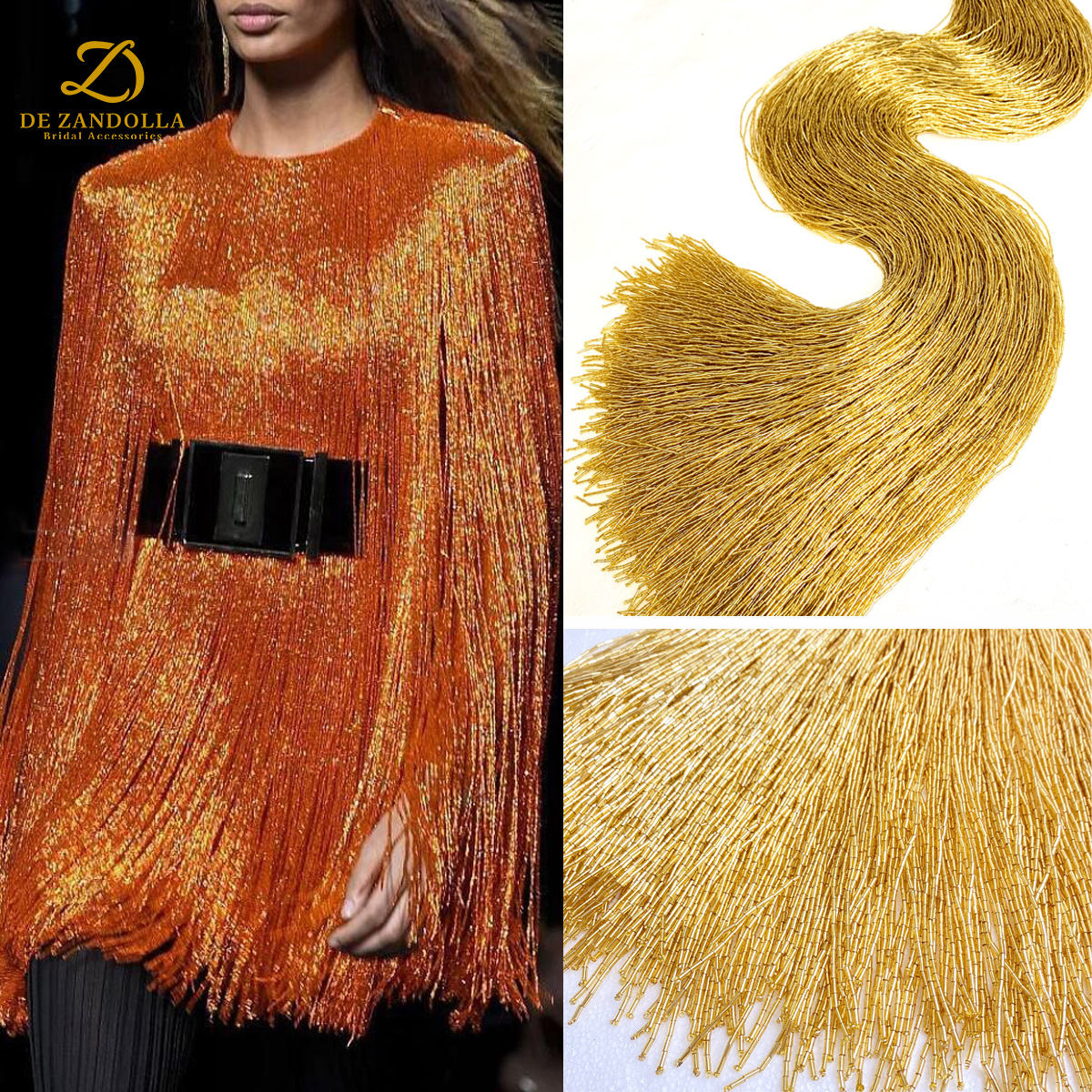 100cm Length Gold Red Crystal  - Beaded Trim Fringe ulasan dan harga