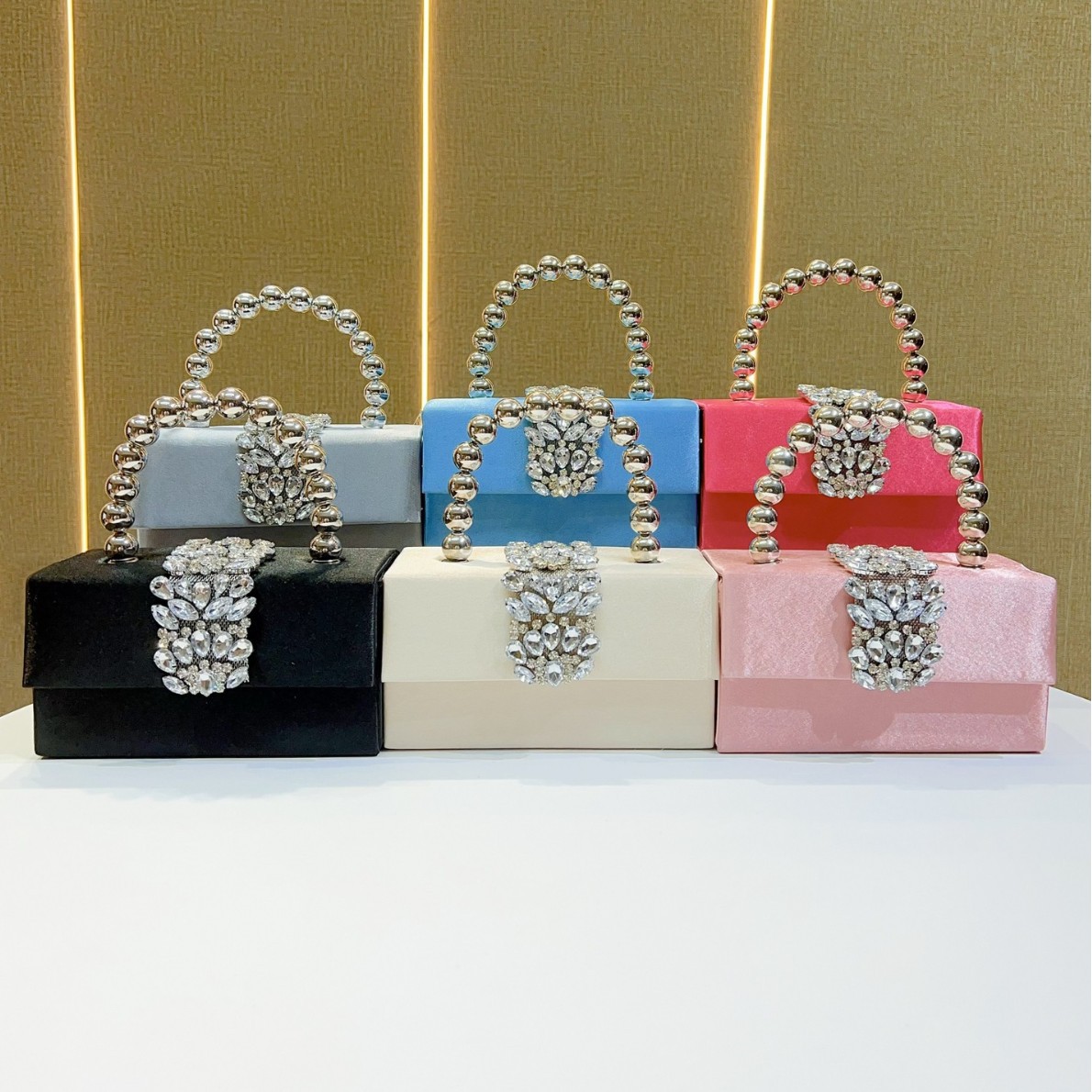 Sparkling Rhinestone Pearl Box - Tassel Fringe Trim ulasan dan harga