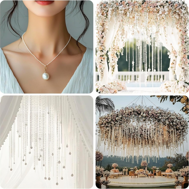 2/5m ABS Imitation Pearl Bead  - Pearl Trim Chain ulasan dan harga