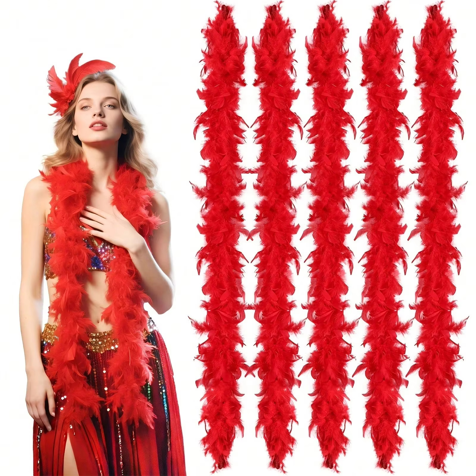 Red Marabou Feather Boa Trim F - Feather Trim Marabou ulasan dan harga
