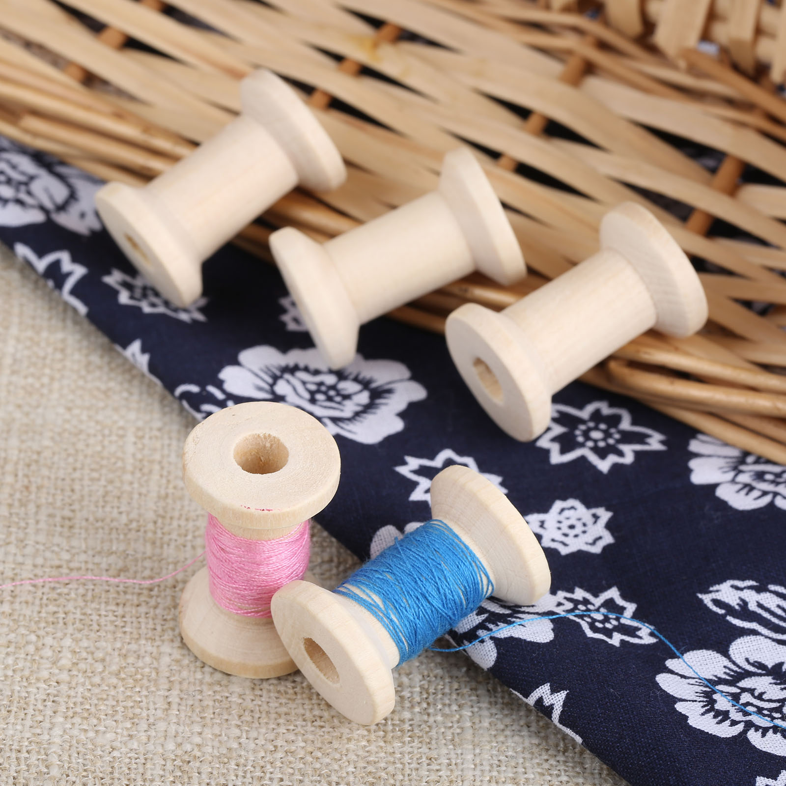 10Pcs Sewing Wooden Bobbins Sp - Organza Ribbon Spool ulasan dan harga