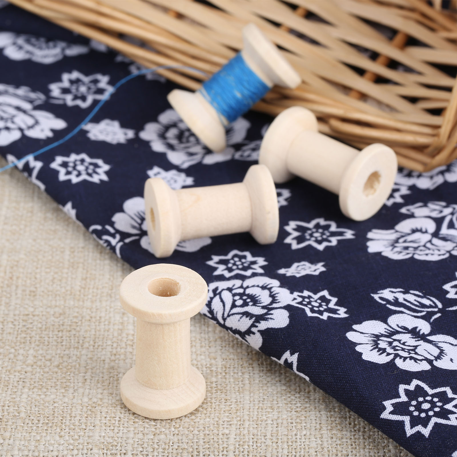10Pcs Sewing Wooden Bobbins Sp - Organza Ribbon Spool ulasan dan harga