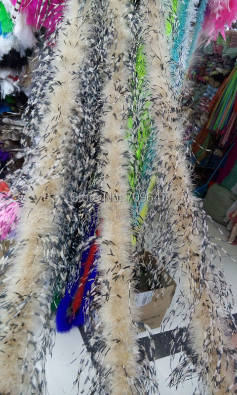 2Yards/lot Luxury Khaki&BLACK& - Feather Trim Marabou ulasan dan harga