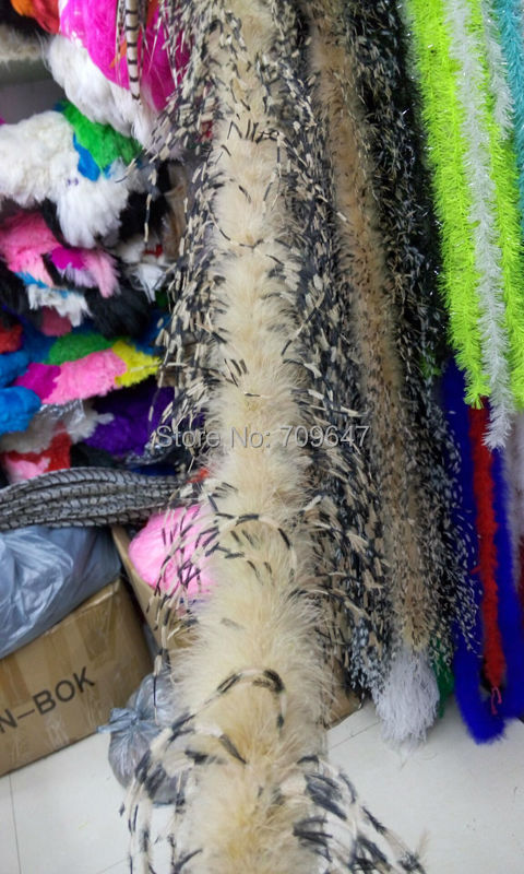 2Yards/lot Luxury Khaki&BLACK& - Feather Trim Marabou ulasan dan harga