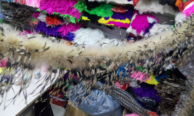 2Yards/lot Luxury Khaki&BLACK& - Feather Trim Marabou ulasan dan harga