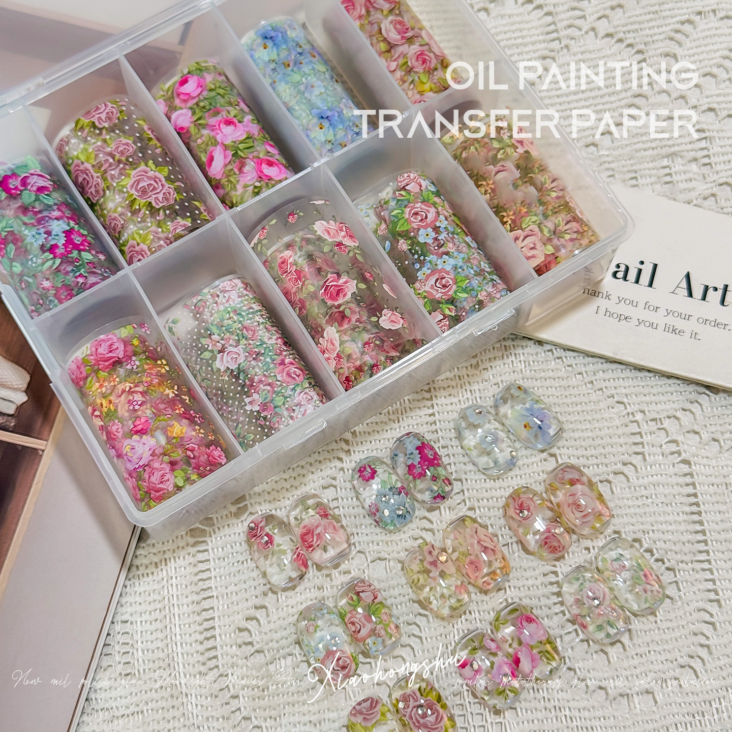 10 Rolls Rose Flower Nail Foil - Glitter Vinyl Roll ulasan dan harga