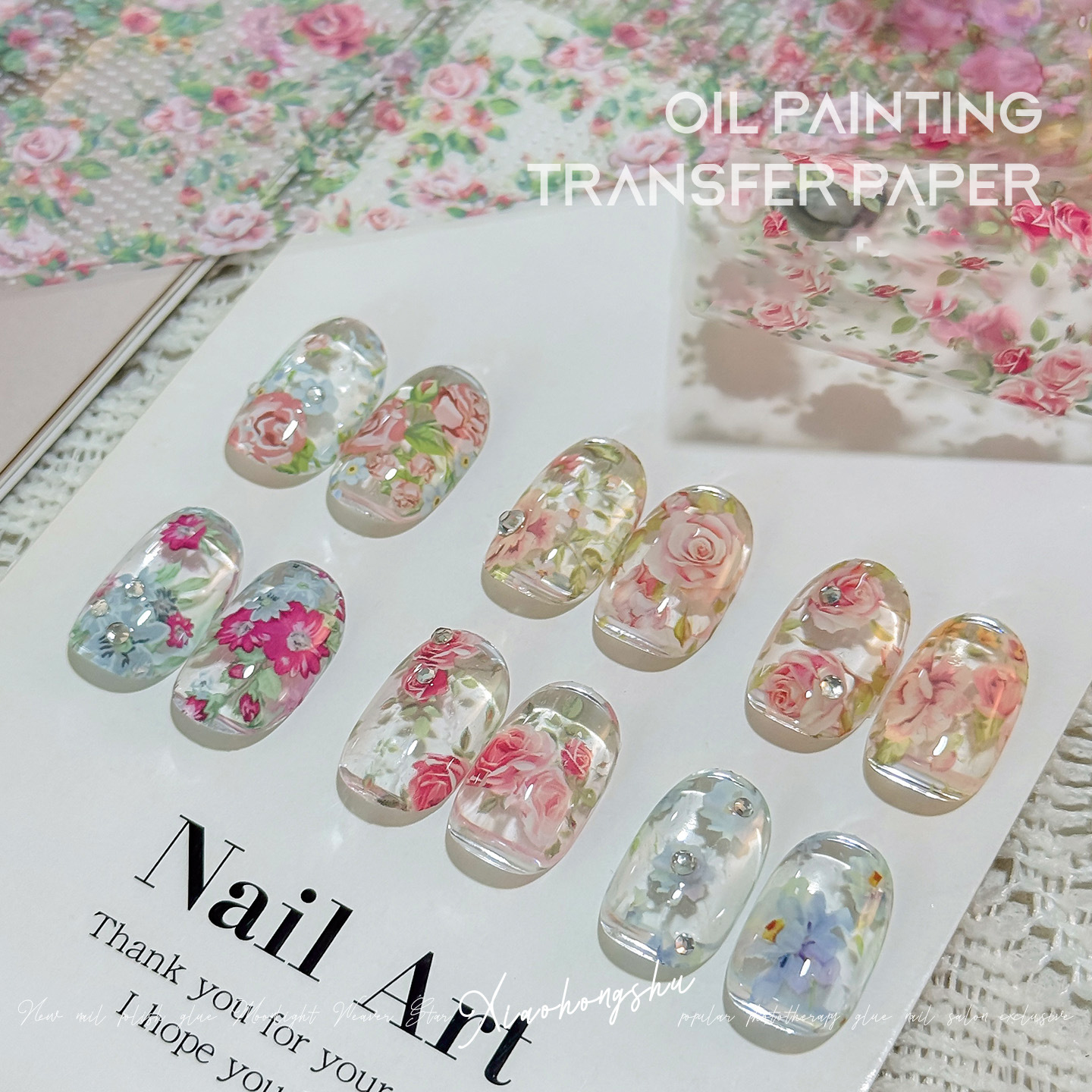 10 Rolls Rose Flower Nail Foil - Glitter Vinyl Roll ulasan dan harga