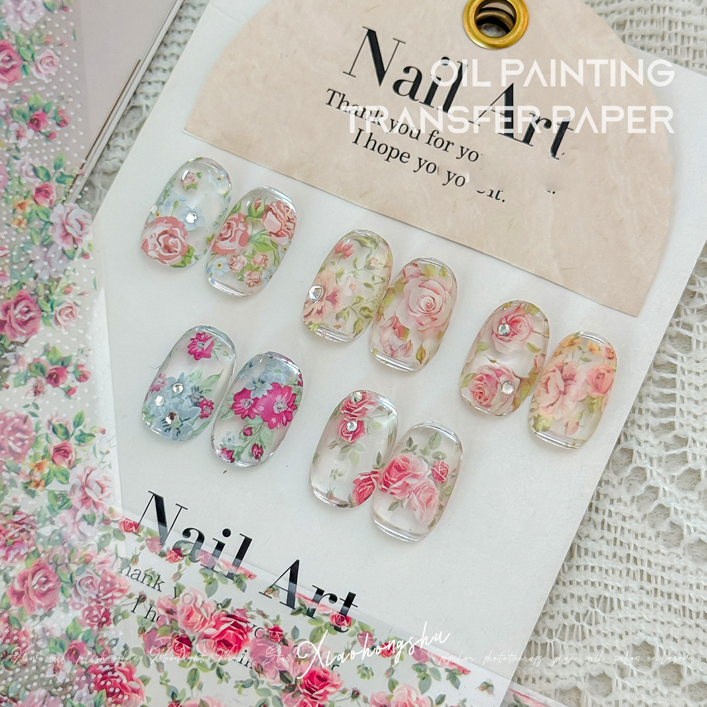 10 Rolls Rose Flower Nail Foil - Glitter Vinyl Roll ulasan dan harga