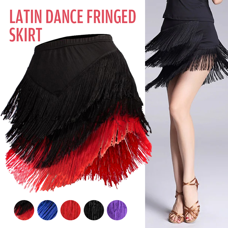 New Fashion Latin Dance Skirt  - Tassel Fringe Trim ulasan dan harga