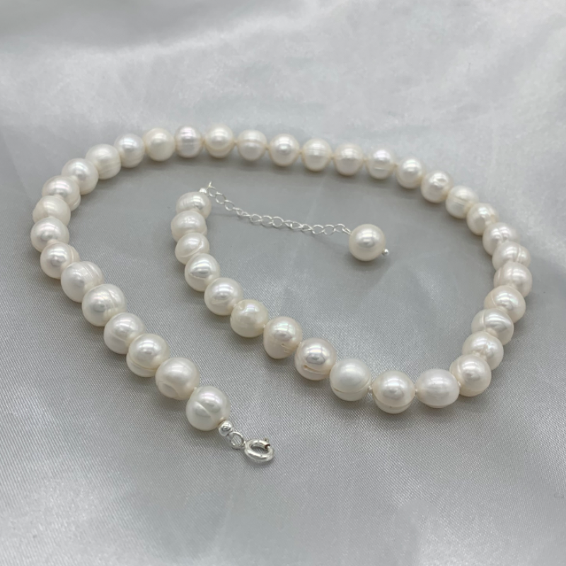 9-10mm Freshwater Pearl Neckla - Pearl Trim Chain ulasan dan harga