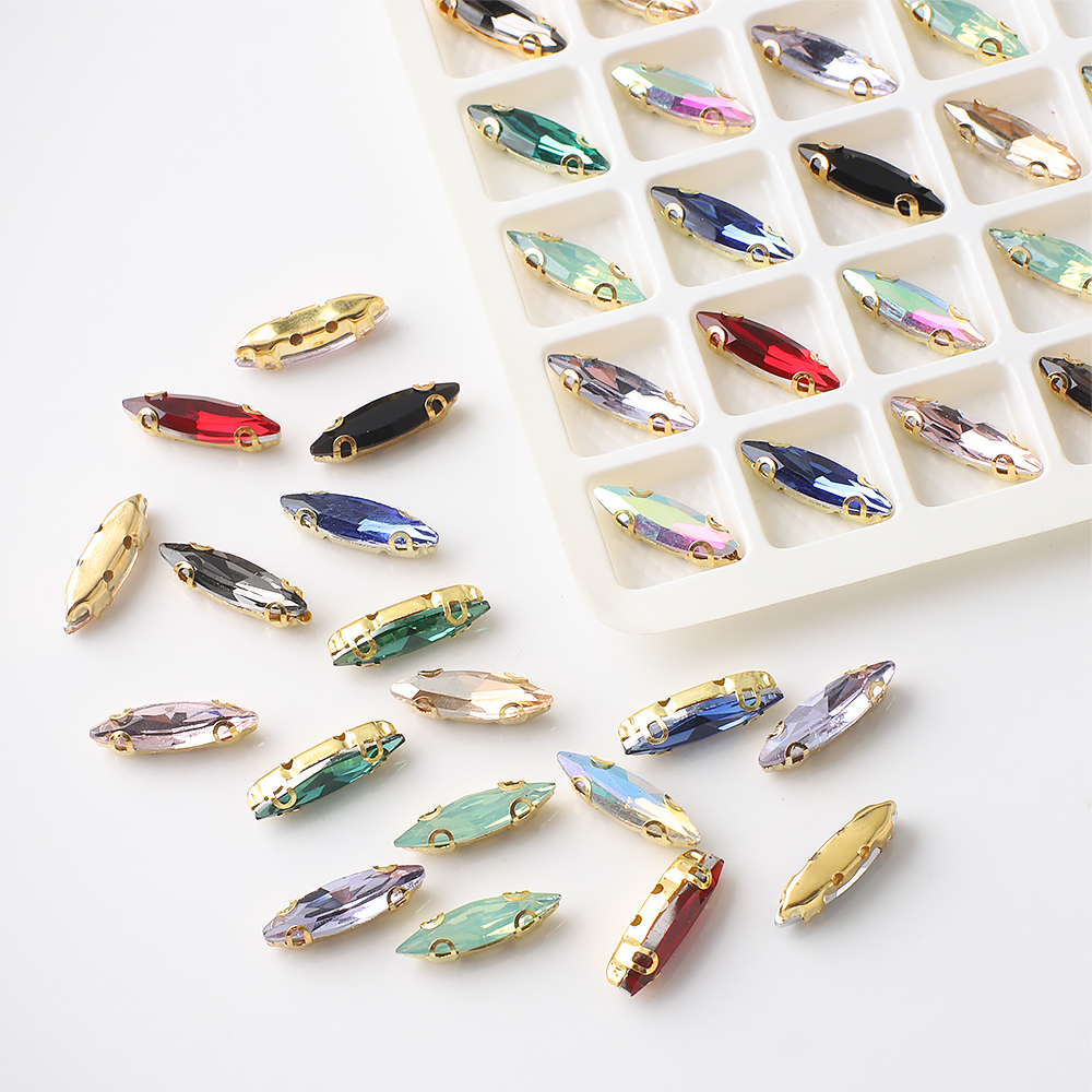 20Pcs 4x15mm Horse eye Crystal - Sew On Rhinestone ulasan dan harga