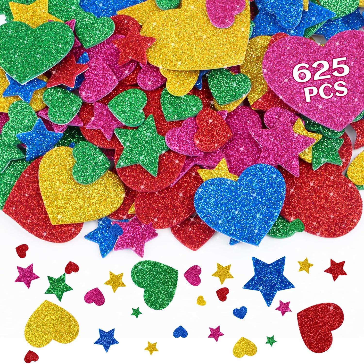 625Pcs Glitter Heart Foam Stic - Glitter Vinyl Roll ulasan dan harga