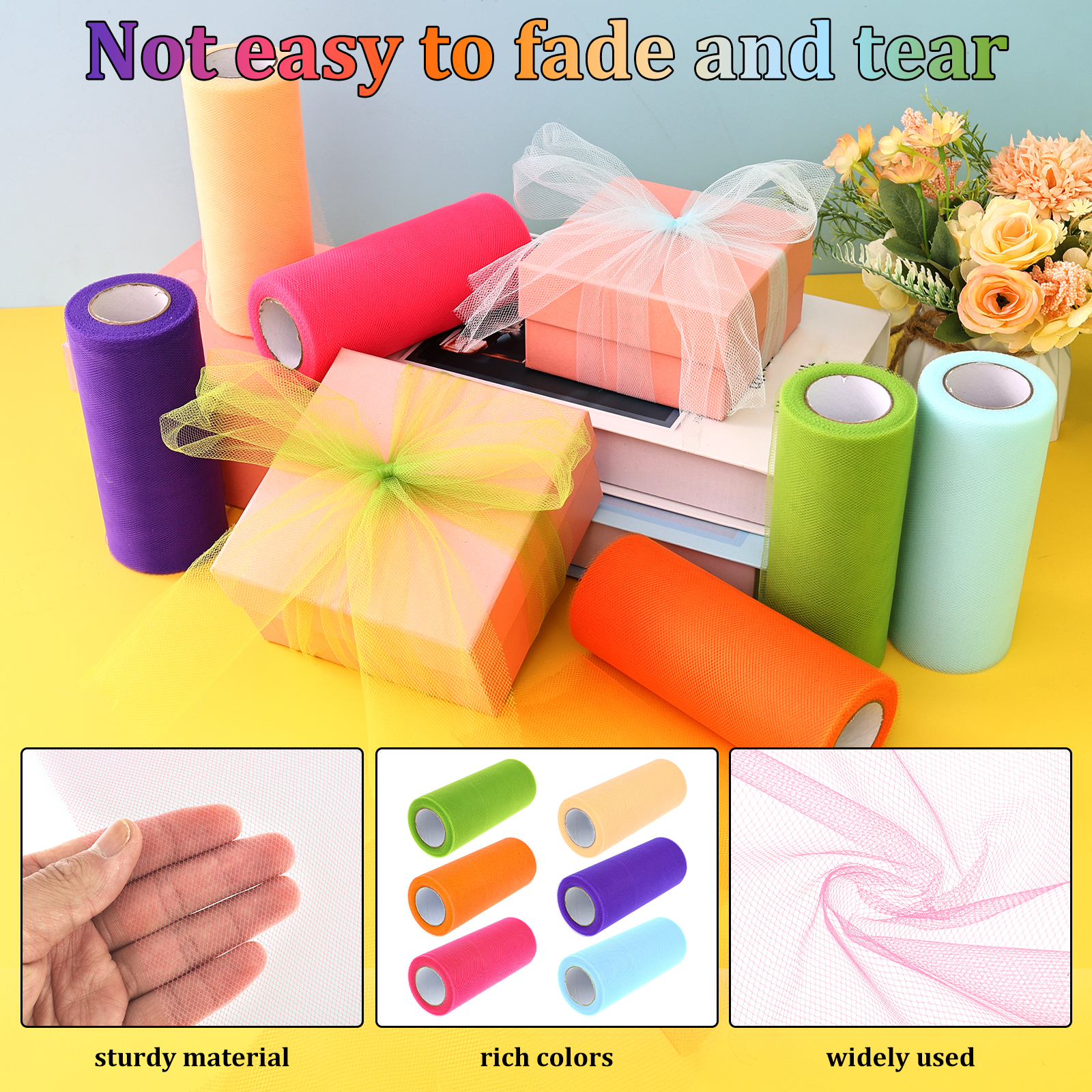 6 Colours Organza Tulle Fabric - Organza Ribbon Spool ulasan dan harga