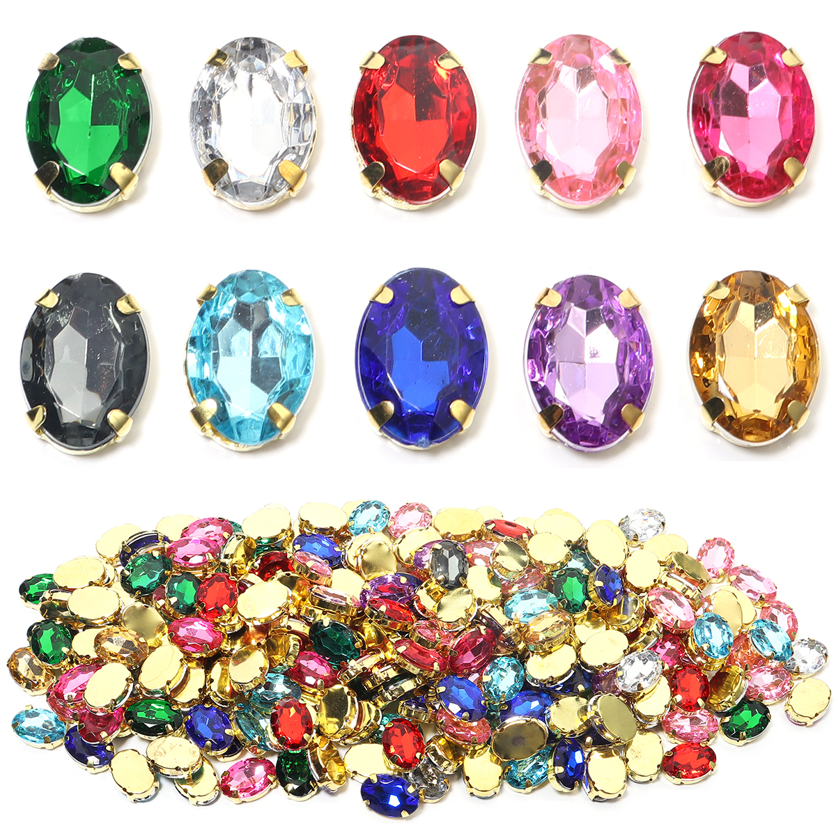 50pcs Gold Color Stainless Ste - Sew On Rhinestone ulasan dan harga