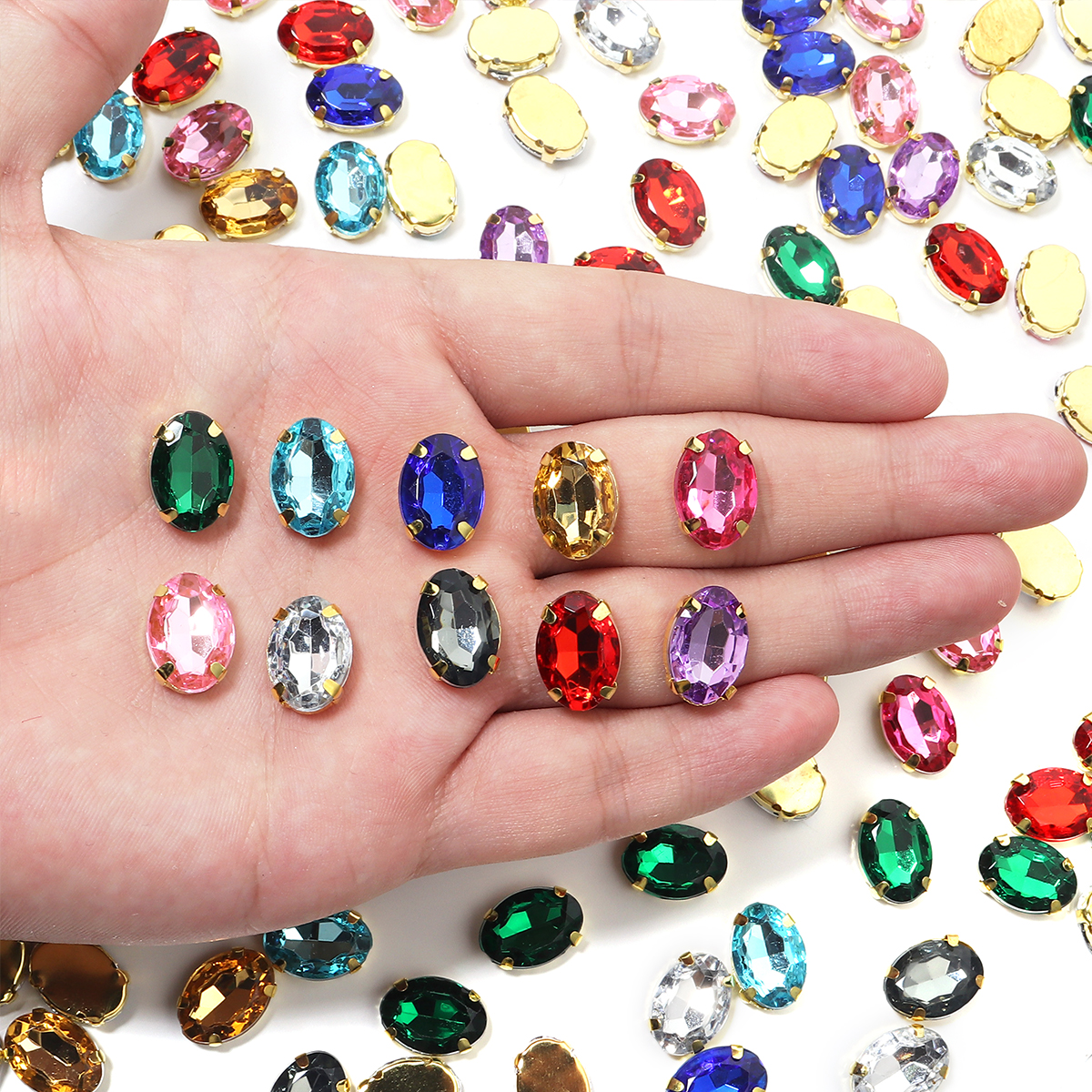 50pcs Gold Color Stainless Ste - Sew On Rhinestone ulasan dan harga
