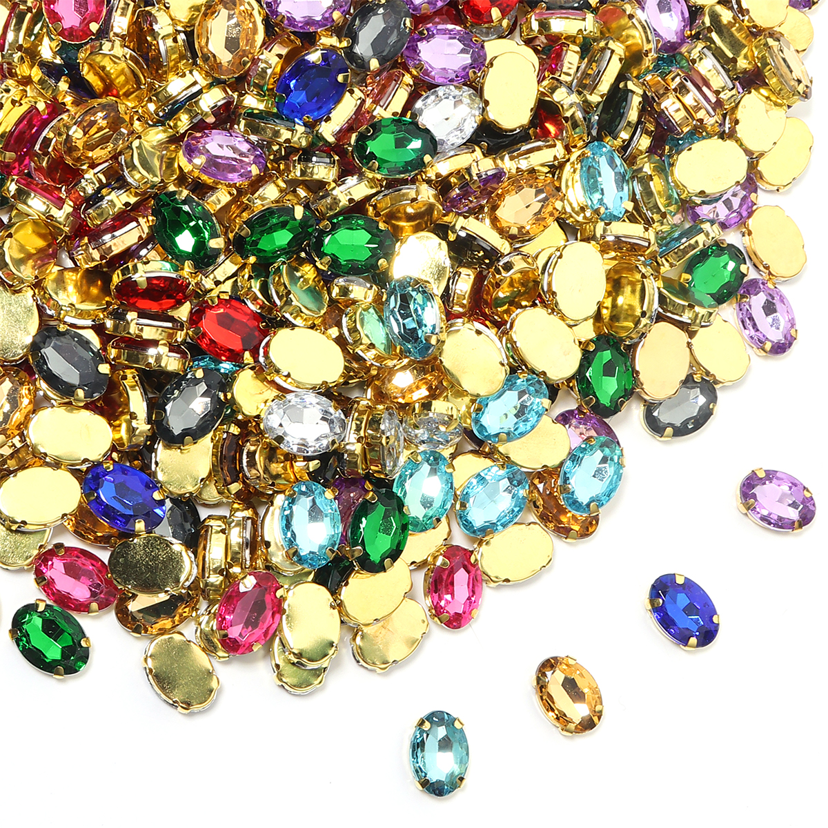50pcs Gold Color Stainless Ste - Sew On Rhinestone ulasan dan harga