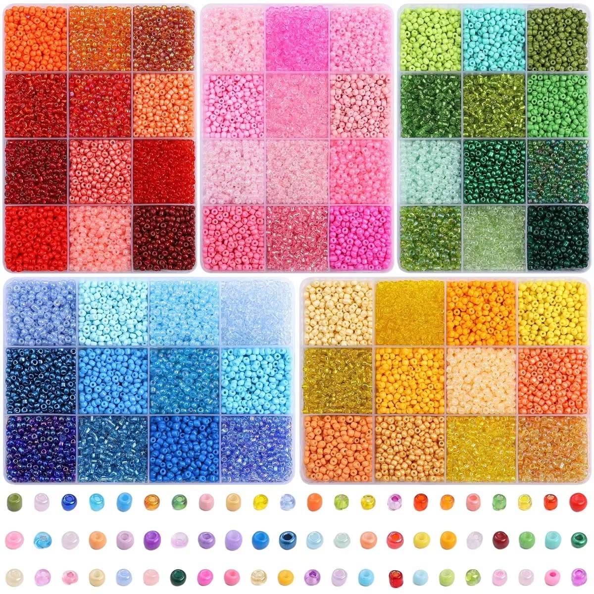 3600pcs 3mm Glass Seed Beads,  - Craft Embellishment Storage ulasan dan harga