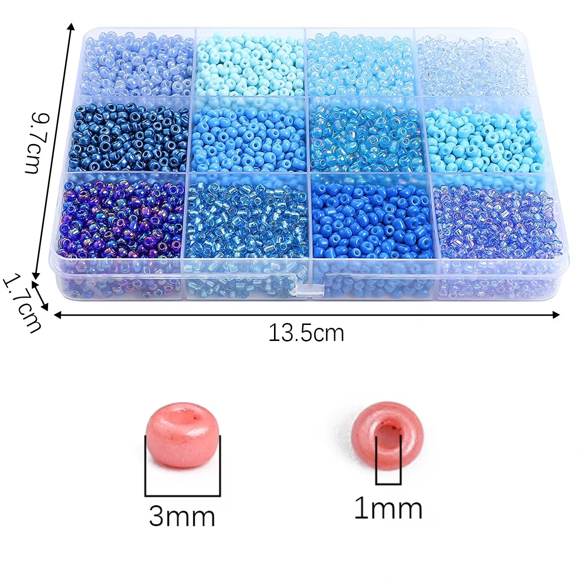 3600pcs 3mm Glass Seed Beads,  - Craft Embellishment Storage ulasan dan harga