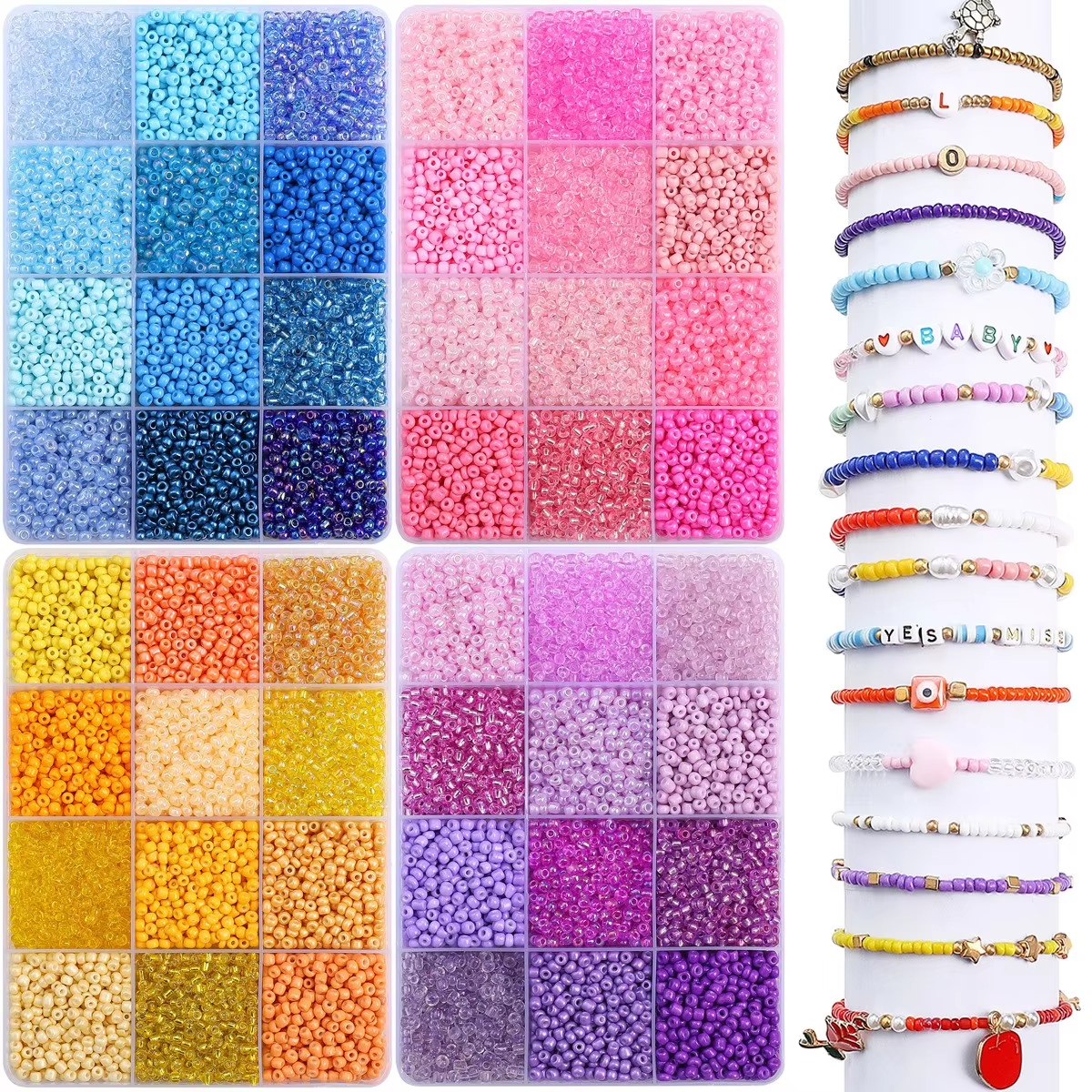 3600pcs 3mm Glass Seed Beads,  - Craft Embellishment Storage ulasan dan harga