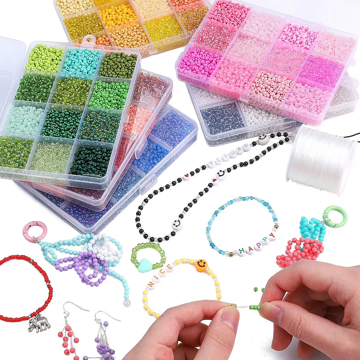 3600pcs 3mm Glass Seed Beads,  - Craft Embellishment Storage ulasan dan harga
