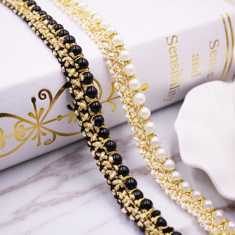 10yards DIY accessories Pearl  - Beaded Trim Fringe ulasan dan harga