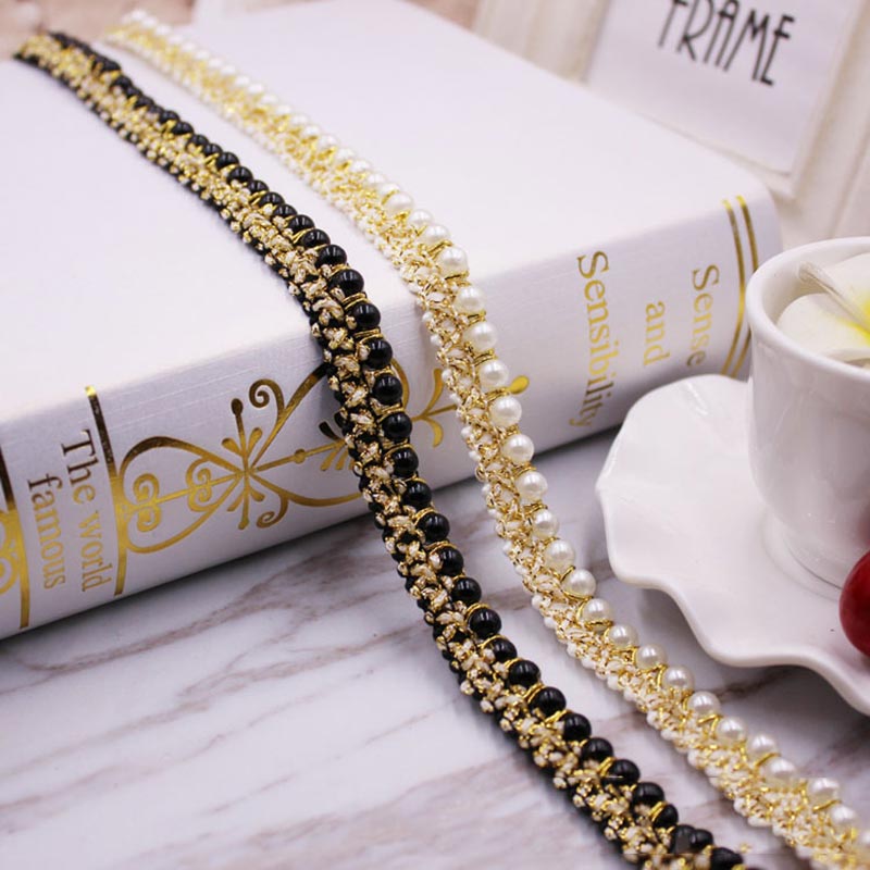 10yards DIY accessories Pearl  - Beaded Trim Fringe ulasan dan harga
