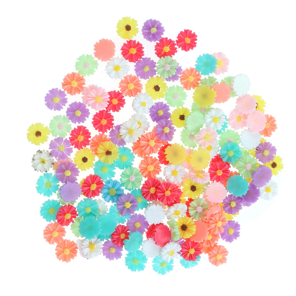 50Pcs 9Mm Small Daisy Resin Fl - Embellish Craft ulasan dan harga