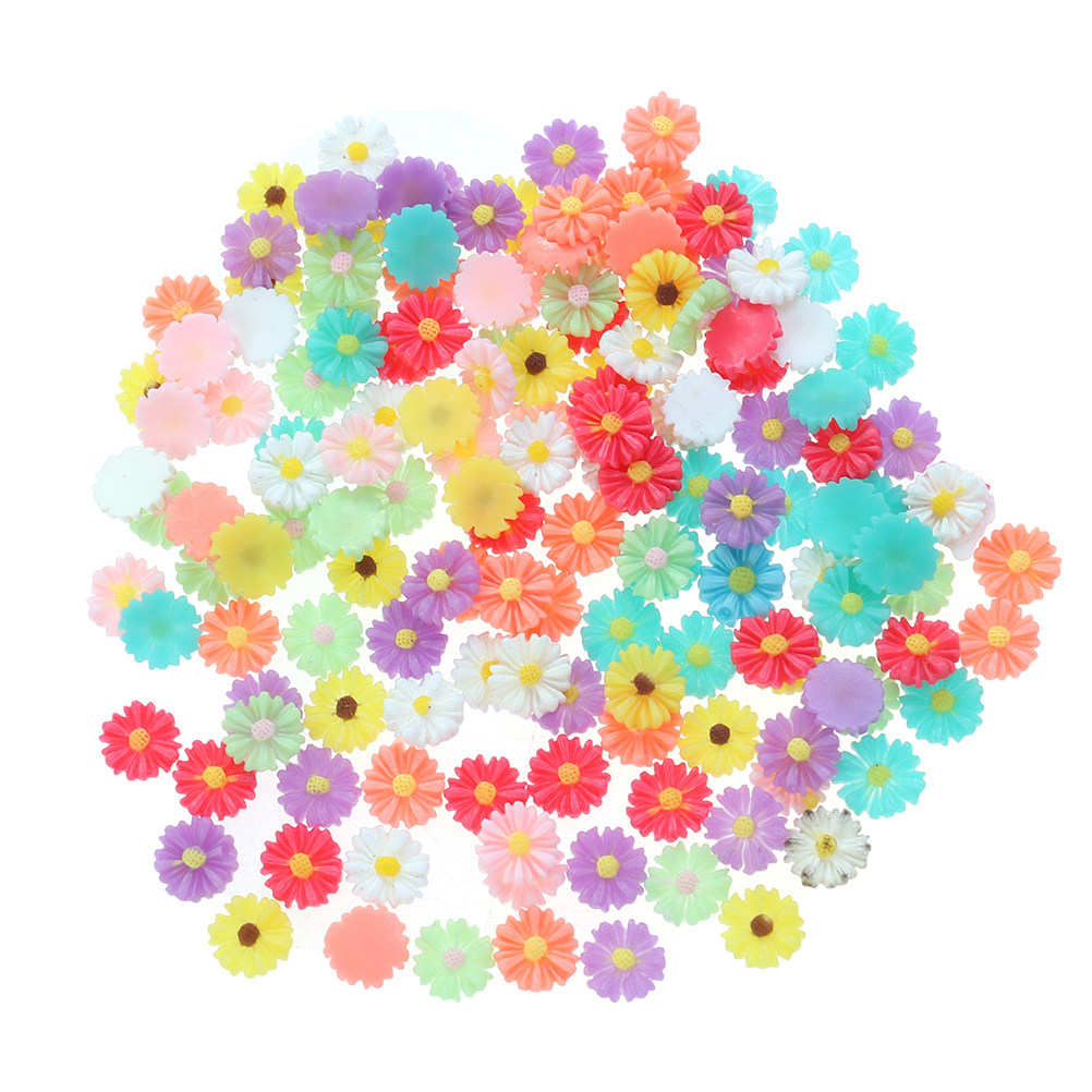 50Pcs 9Mm Small Daisy Resin Fl - Embellish Craft ulasan dan harga
