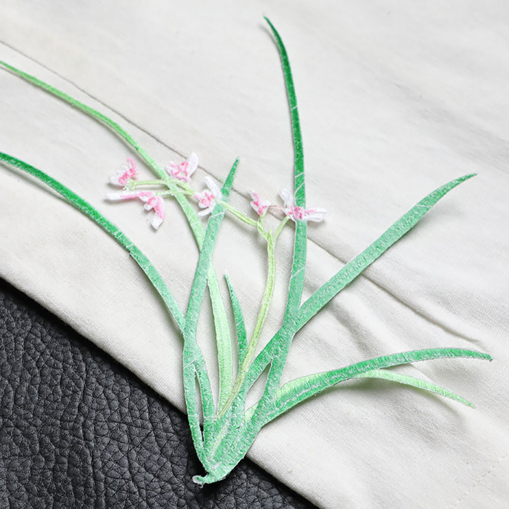 1 Piece 20CM X 18CM Orchid Emb - Applique Patch Flower ulasan dan harga