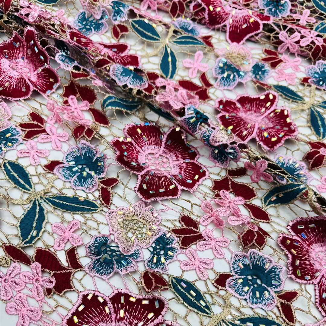 Elegant Guipure Cord Lace Fabr - Sew On Rhinestone ulasan dan harga