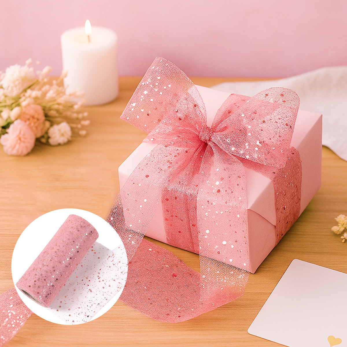 Glitter Tulle Rolls Birthday P - Organza Ribbon Spool ulasan dan harga