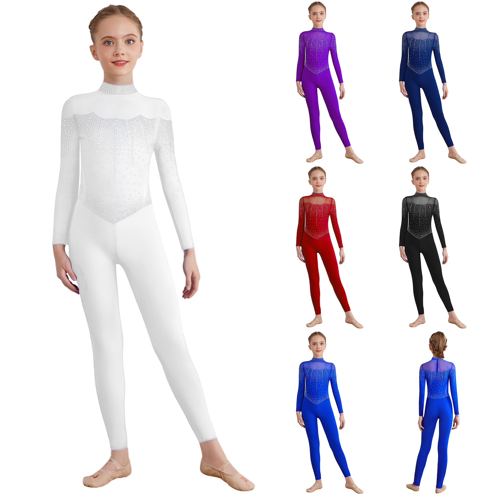 6-16Y Girls Figure Skating Dan - Rhinestone Banding Trim ulasan dan harga