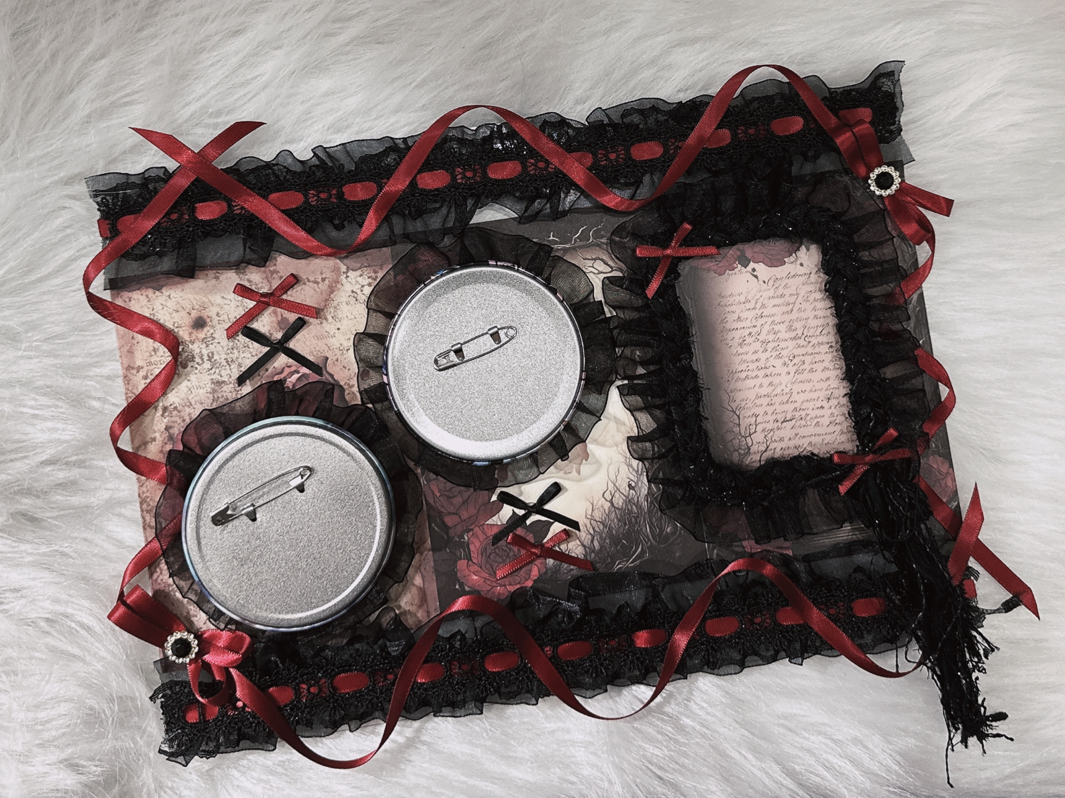 Gothic black red Card Holder I - Organza Ribbon Spool ulasan dan harga