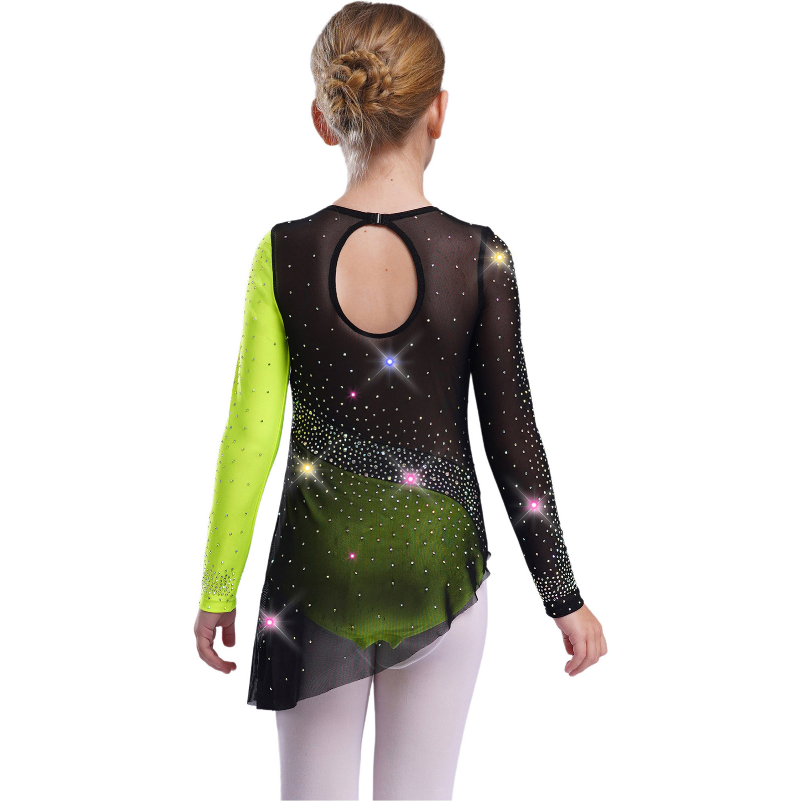 Kids Girls Ballet Leotard Dres - Rhinestone Banding Trim ulasan dan harga