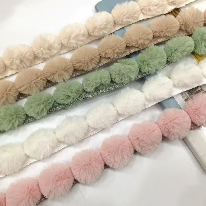 3cm Faux Rabbit Fur Pom Pom Ba - Fringe Ribbon Sewing ulasan dan harga