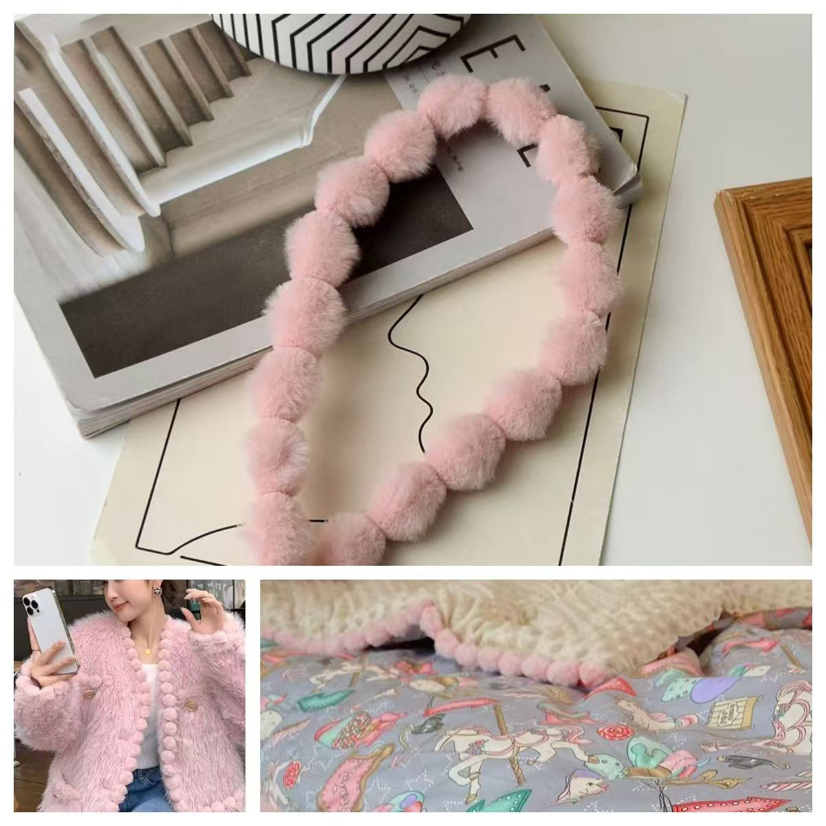 3cm Faux Rabbit Fur Pom Pom Ba - Fringe Ribbon Sewing ulasan dan harga