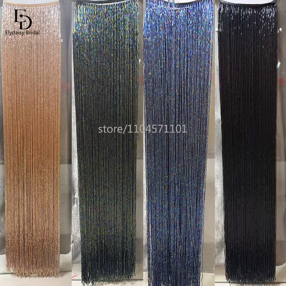 ELYDAISY 1Meter Length Champag - Beaded Trim Fringe ulasan dan harga