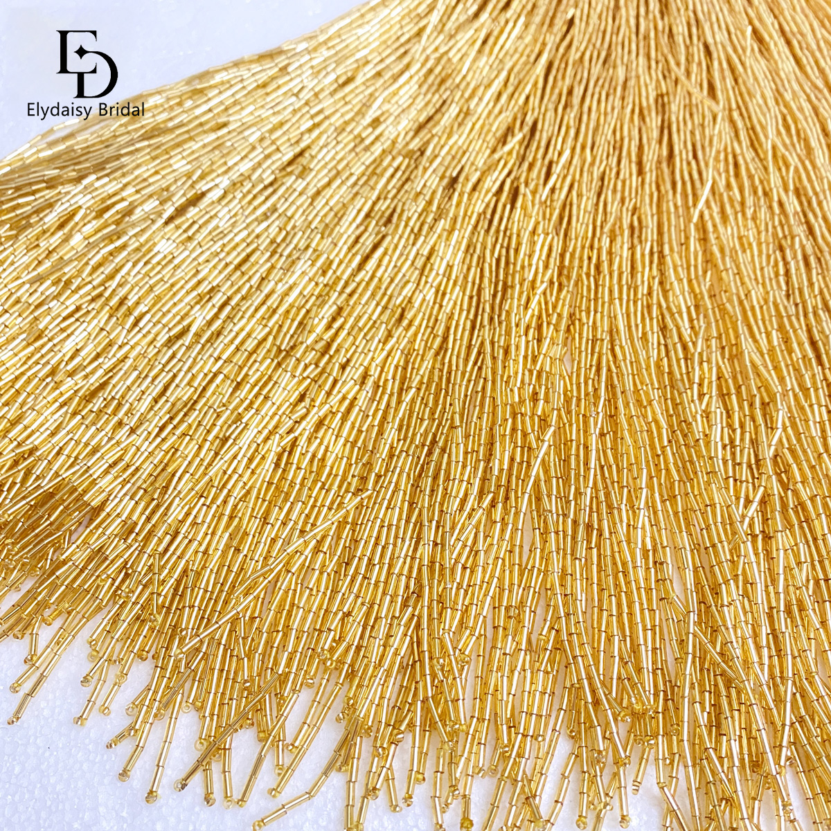 ELYDAISY 1Meter Length Champag - Beaded Trim Fringe ulasan dan harga