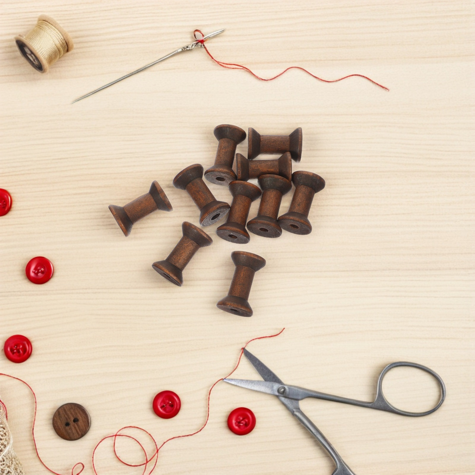 10Pcs Handcrafted Wooden Spool - Embroidery Craft ulasan dan harga